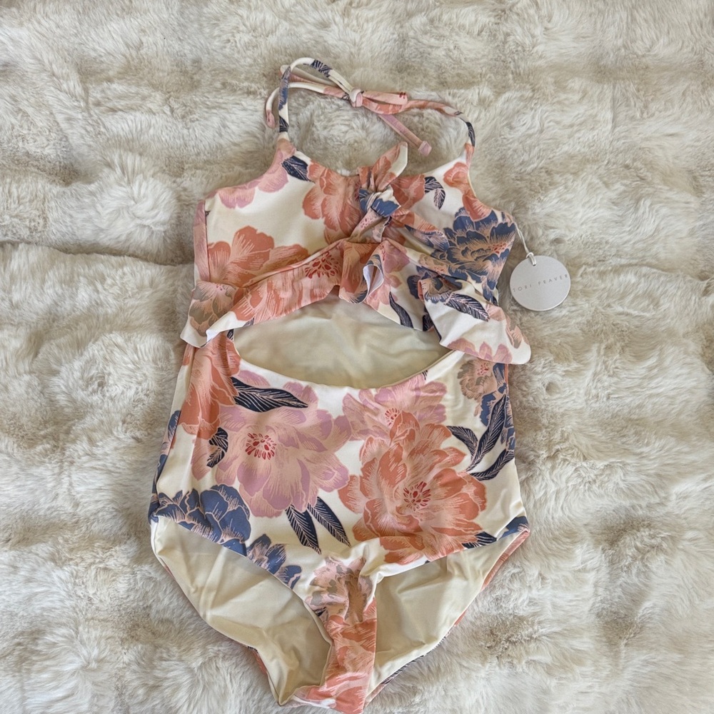 Tori Praver Pink and Blue Floral Swimsuit